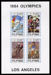 Philippines #1705 Cat$40, 1984 Olympics, imperf. souvenir sheet, never hinged