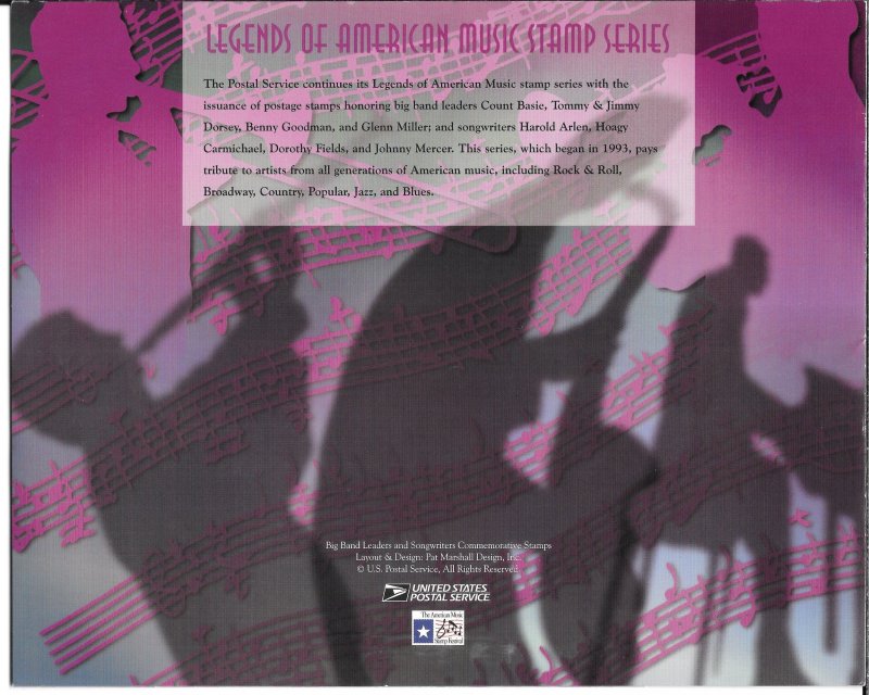 #3096-03 FDC USPS Signed Ceremony Program BIG BAND LEADERS & SONG WRITERS (my8)