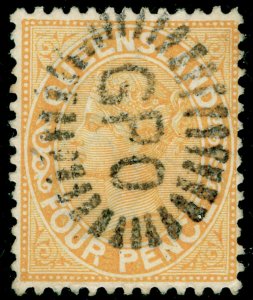 AUSTRALIA - Queensland SG193, 4d yellow, FINE USED.