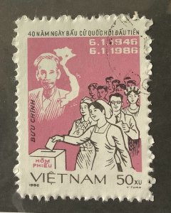 Vietnam 1986 Scott 1596 CTO - 50xu,  1st Assembly Elections,  40th Anniversary