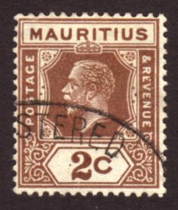 Mauritius 1926 Sc#180, SG#224 2c Brown KGV Head USED-Hinged.