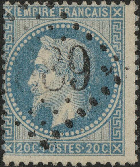 FRANCE - Yv.29B 20c bleu (type II) obl. GC2889 (Pleurs - ind.11) mal frappé