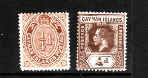 Cayman Is.-Sc#31-2-unused hinged-1/4p brown & 1/4p brown KGV