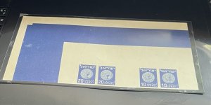 Israel 1950 Coins 10p/20p  Gutter Strip Imperf Trial Color Essay in Blue Mint!