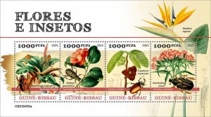 GUINEA BISSAU - 2023 - Flowers & Insects - Perf 4v Sheet - Mint Never Hinged