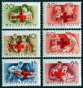 Hungary 1957 Sc#B211/B216 HUNGARIAN RED CROSS SURCHARGED Set (6) MNH