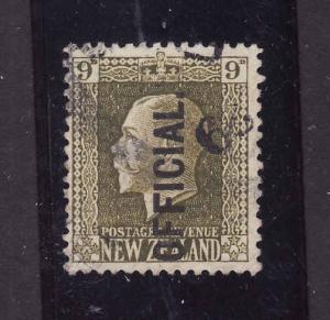 New Zealand-Sc#o53-used 9p olive green-KGV-Official-1925-