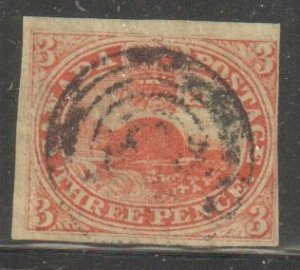 Canada #1 VF Used Imperf Beaver *LAID LINES* C$1600.00