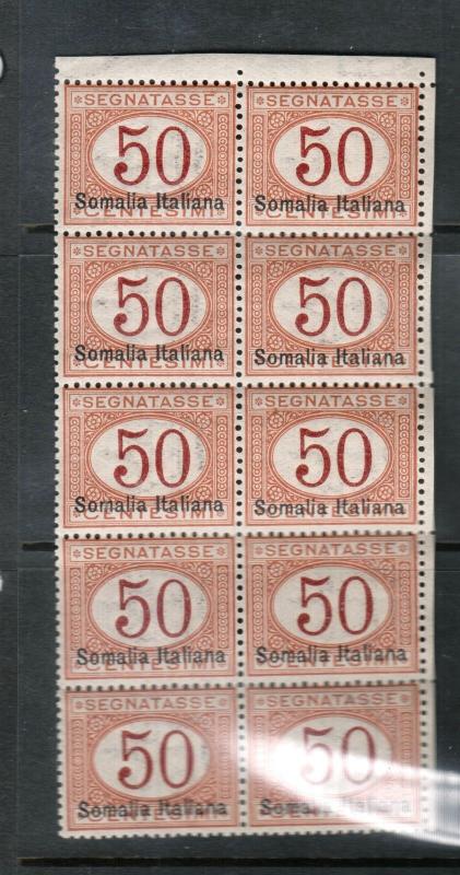 Somalia #J17a Mint Never Hinged Rare Block Of Ten - Overprint At Bottom Of Stamp