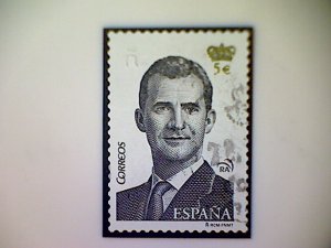 Spain (España), Scott #4024, used (o), 2015, King Felipe VI, €5, black and gold