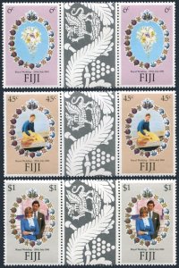 Fiji 442-444 gutter, MNH. Michel 436-438. Prince Charles & Diana Wedding, 1981.