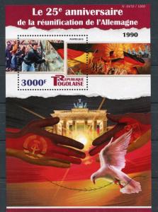 TOGO  2015 25th ANNIVERSARY OF  UNIFICATION OF GERMANY  SOUVENIR SHEET MINT NH
