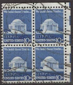 USA; 1973: Sc. # 1510:  Used Perf. 11 x 10 1/2 Single Stamp > Block of Four