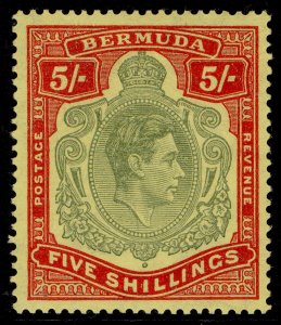 BERMUDA GVI SG118d, 5s pale bluish green & carm-red/pl yellow, LH MINT. Cat £100