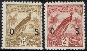 NEW GUINEA 1931 DATED BIRD OS 6D AND 2/-