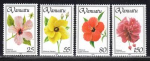 Vanuatu # 582-85 ~ Cplt Set of 4 ~ Hibiscus, Flowers ~ MInt, NH  (1993)