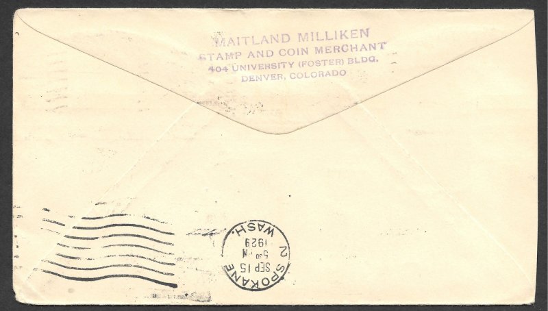 Doyle's_Stamps: 1929 Washington First Flight/Hotel Cover, Scott #C11