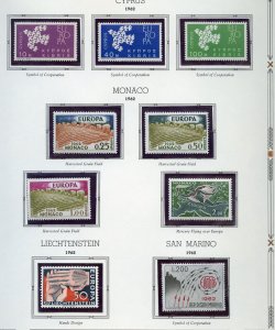 EUROPA ISSUES MOUNTED ON PAGES MOSTLY MINT NEVER HINGED-CYPRUS & SAN MARINO ETC