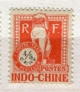 FRENCH INDO-CHINE; 1922 early Sculpture Postage Due Mint hinged 4/5c. value