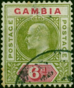 Gambia 1902 6d Pale Sage-Green & Carmine SG51 Good Used