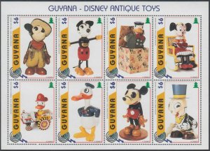 GUYANA Sc#3098 DISNEY SHEET of 8 DIFF SHOWING DISNEY ANTIQUE TOYS