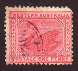 Western Australia 1902 Sc#76, SG#117 1d Red Swan USED. 