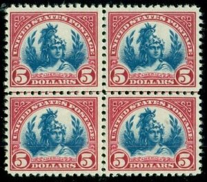 US #573, $5.00 Freedom, Block of 4, og, NH, VF/XF, Scott $800.00