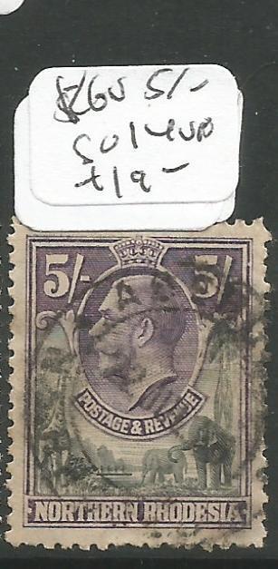 Northern Rhodesia KGV Elephant 5/- SG 14 VFU (1chp)