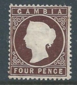 Gambia #17 Mint No Gum 4p Queen Victoria - Wmk. 2 Sdwys. - Deep Brown