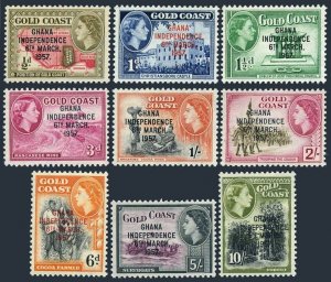 Ghana 5-13, lightly hinged. Michel 5-13. GHANA INDEPENDENCE 6th MARCH 1957. 