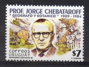 Uruguay stamp 1999 - Jorge Chebataroff Geographer Botanist multicolored