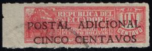Ecuador #RA44 Overprint on Tobacco Stamp; Used (0.25)