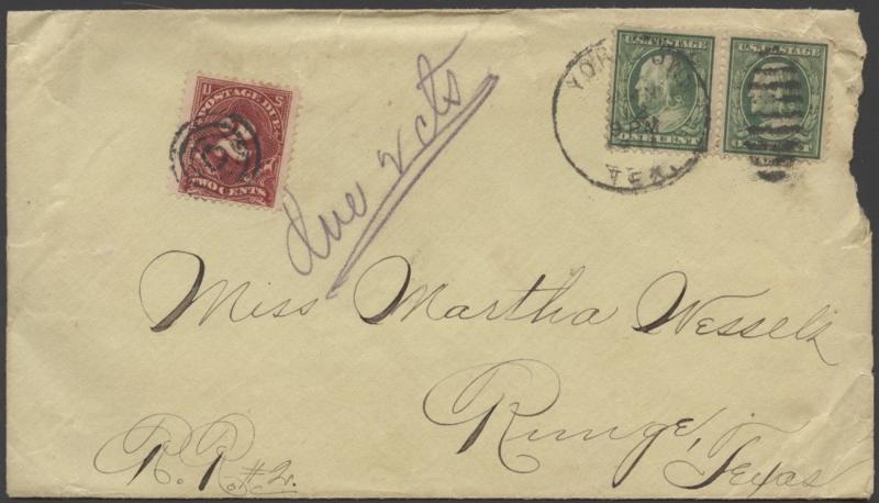 TEXAS DEWITT COUNTY (1911 Yorktown)(Postage Due)