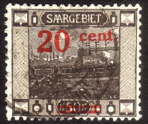 1921, Germany Saar, 20c, Used, Sc 89, Mi 74