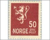 Norway Mint NK 153 Lion II 1926-1934 50 Øre Brown rose