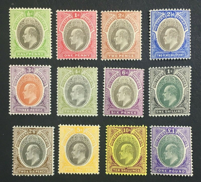 MOMEN: SOUTHERN NIGERIA SG #21-32ab 1904-09 MINT OG H £550 LOT #61303