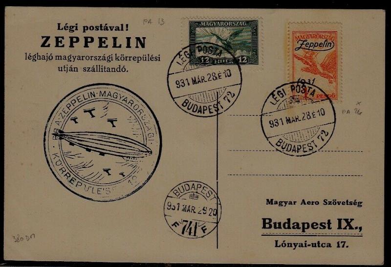 Hungary Zeppelin card 28.3.31 Budapest741