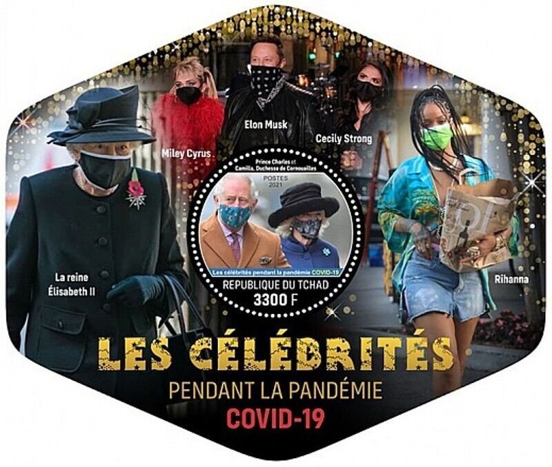 Chad - 2021 Pandemic Masks & Celebrities - Stamp Souvenir Sheet - TCH210250b