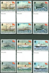 Great Britain-Isle Man # 168-73 Steamships - GUTTER PAIRS (6)  NH