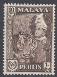 Malaya Perlis Scott 34 - SG34, 1957 Sultan 10c Brown MH*