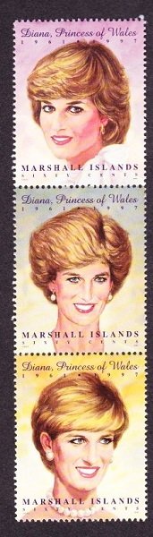 Marshall Islands #645 Princess Diana MNH vertical strip of 3