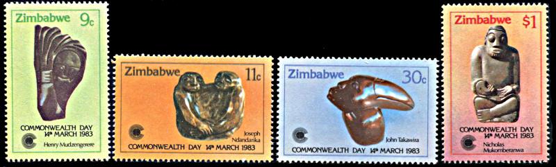 Zimbabwe 458-461, MNH, Commonwealth Day, Sculptures