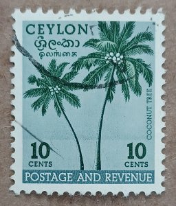 Ceylon #313 10c Coconut Trees USED (1952)