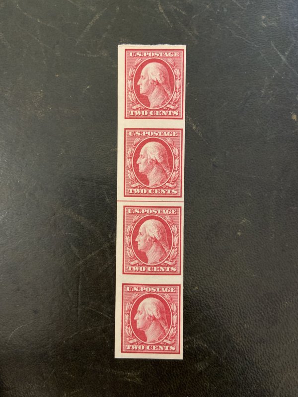 Scott # 384  Center Line Strip of 4 MNH