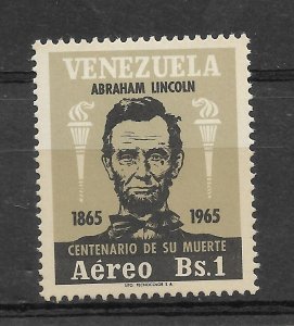 VENEZUELA 1966 ABRAHAM LINCOLN CENTENARY OF DEATH HISTORY SC C930 MI 1667 MNH