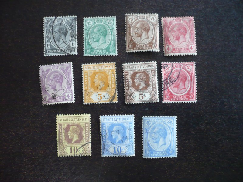 Stamps-Straits Settlements- Scott#179-181,183-184,186-188,190-192-Used 11 Stamps