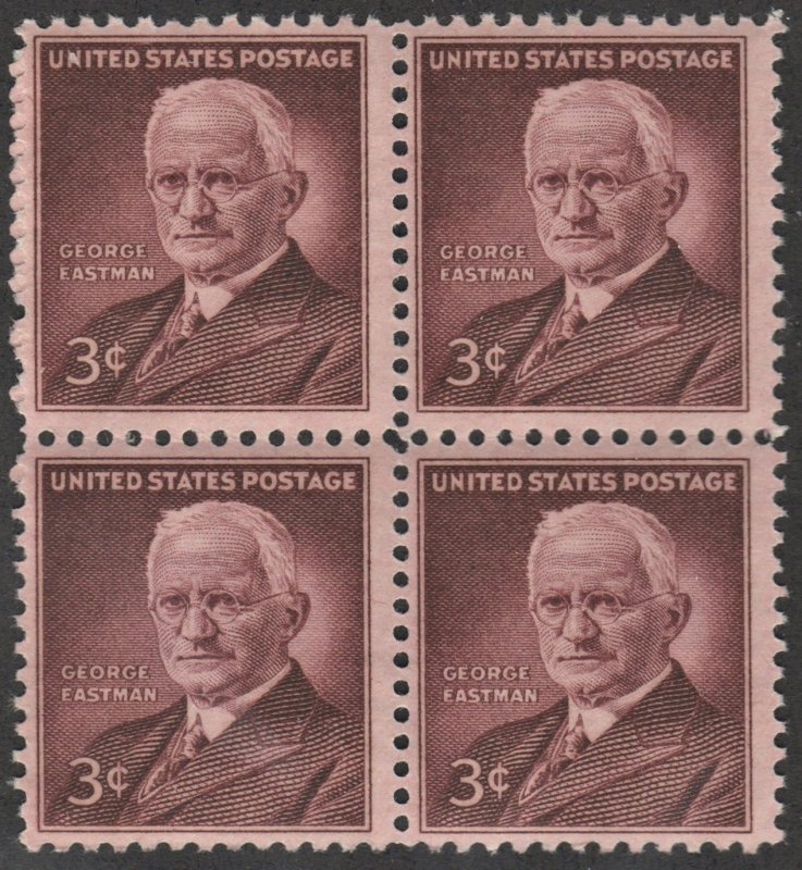 SC#1062 3¢ George Eastman Block of Four (1954) MNH