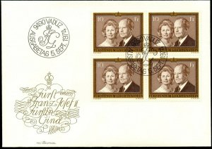 LIECHTENSTEIN Sc#557 BL4 1975 10fr Prince & Princess on Cacheted Unaddr. FDC