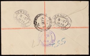 ST. KITTS-NEVIS 1936 Registered cover KGV Silver Jubilee set. To Australia.