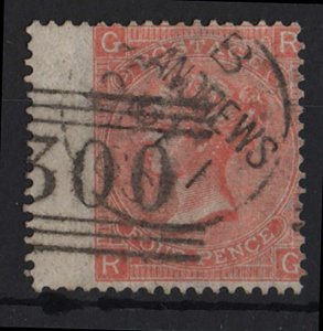 GB 1865 4d plate 7 very fine used, neat St Andrews duplex sg94 cat £130